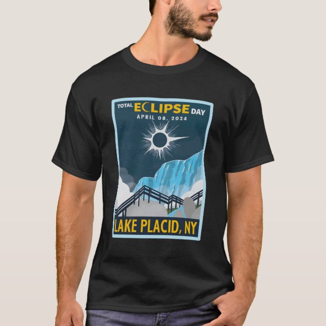 Camiseta Lago Plácido, Nova Iorque, Total Eclipse Solar 202 (Frente)