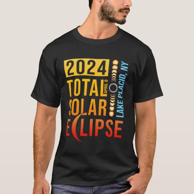 Camiseta Lago Plácido, Nova Iorque, Total Eclipse Solar 202 (Frente)