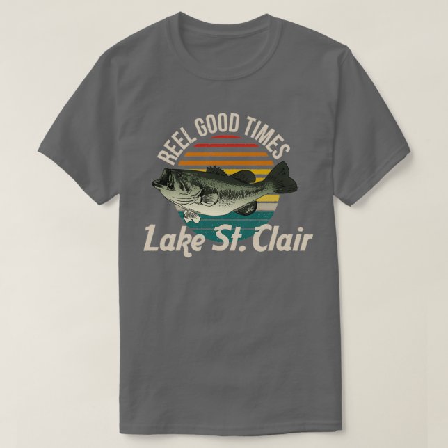 Camiseta Lago Rua Clair Reel Good Lagos Pescador Vint (Frente do Design)