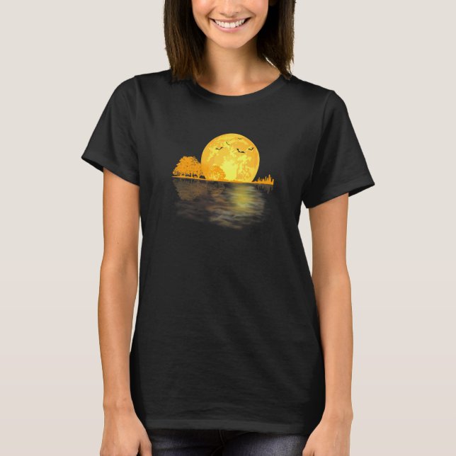 Camiseta Lago Sombra Guitarra Lua Halloween (Frente)