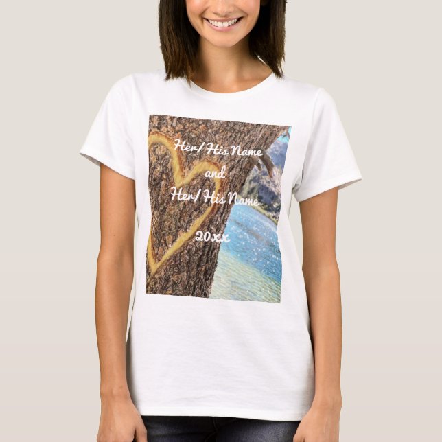 Camiseta Lago Tahoe Blue Water Tree Heart Love (Frente)