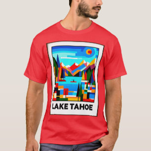 Camiseta Lago Tahoe Cubismo Lago Geométrico Único - Arte Ta