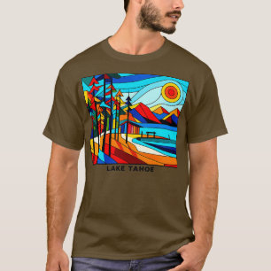 Camiseta Lago Tahoe Cubismo Lago Geométrico Único - Arte Ta