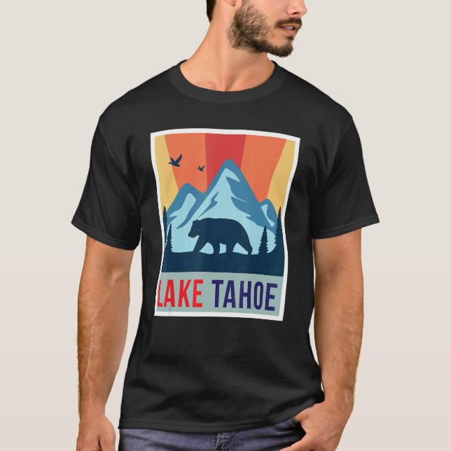 Camiseta Lago Tahoe Grizzly Ursos Montanhas de Esqui da Cal (Frente)