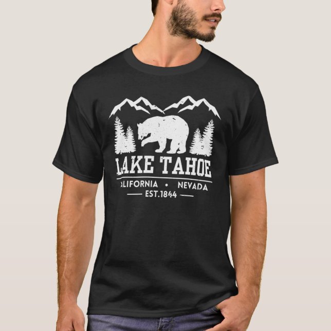Camiseta Lago Tahoe - Montanhas do Urso Grizzly da Califórn (Frente)