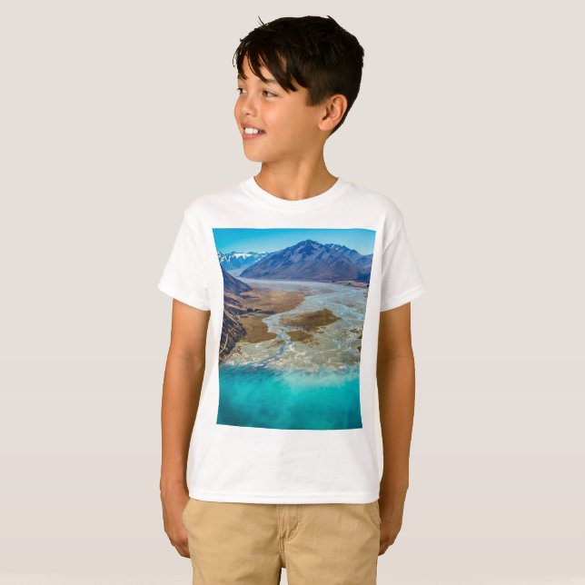 Camiseta Lago Tekapo e Alpes do Sul, Nova Zelândia (Frente Completa)