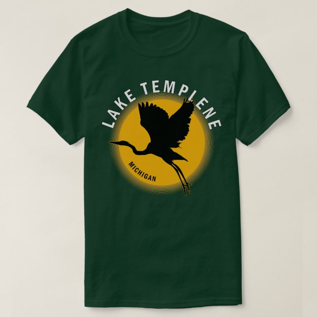 Camiseta Lago Templene em Michigan Heron Sunrise (Frente do Design)
