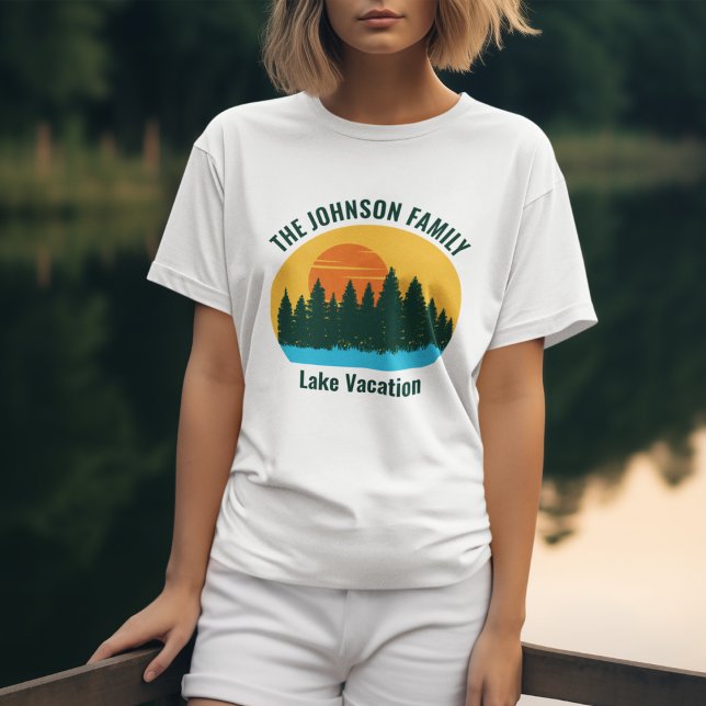 Camiseta Lago Vacation Sunset Personalizado Mulheres (Criador carregado)