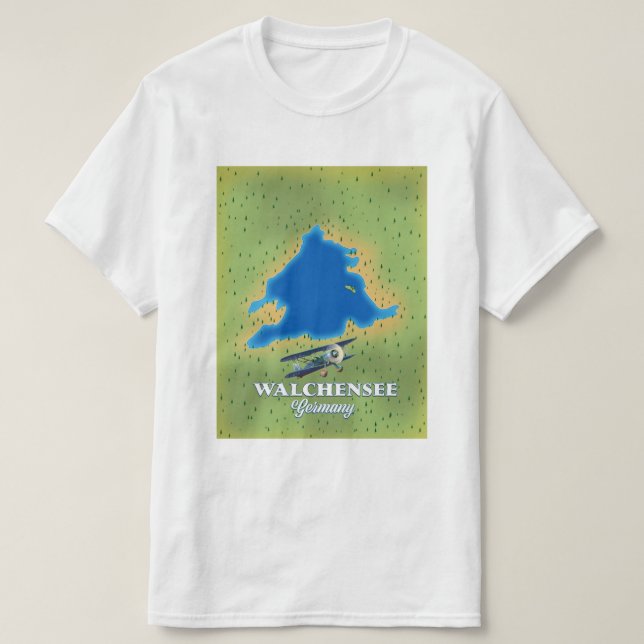 Camiseta Lago Walchensee mapa Alemanha (Frente do Design)