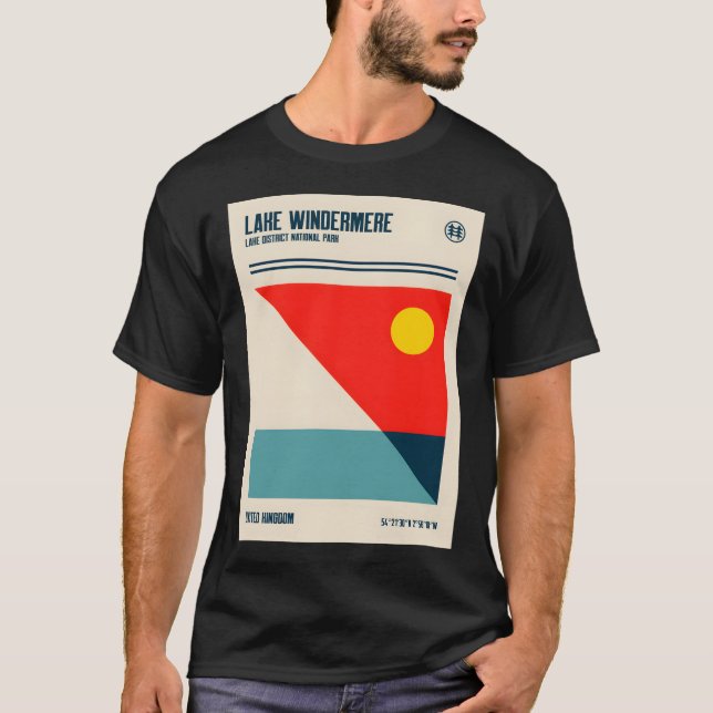 Camiseta Lago Windemere Distrito Retro Viagem Art (Frente)