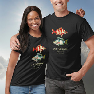 Camiseta Lago Winnebago, peixes náuticos do Wisconsin