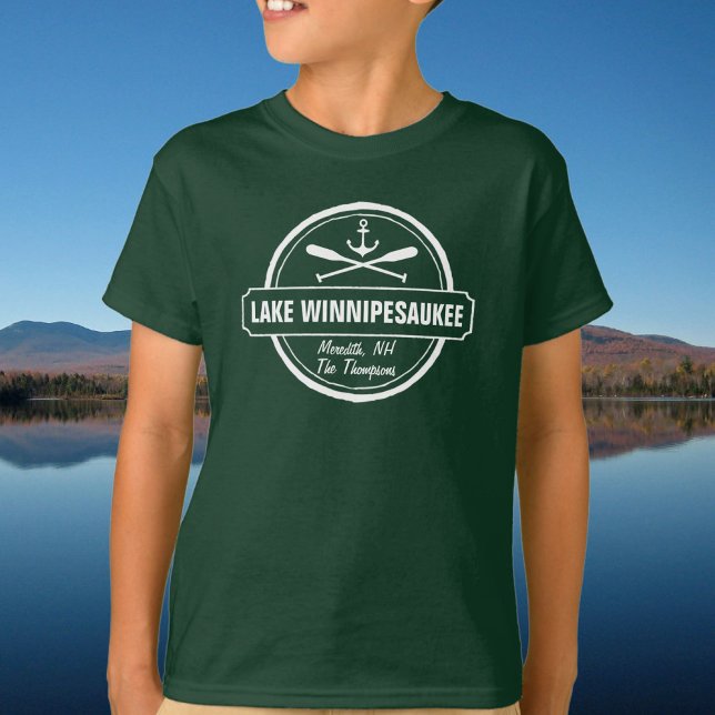 Camiseta Lago Winnipesaukee NH cidade personalizada, nome,  (Criador carregado)