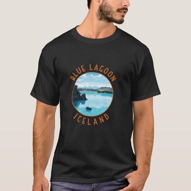 Camiseta Lagoa Azul Islândia Círculo em relevo Longo (Frente)
