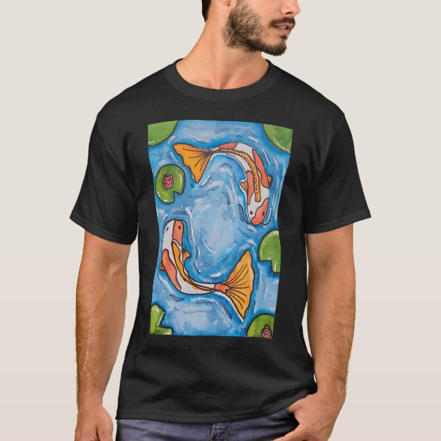 Camiseta Lagoa de Koi a cor de água (Frente)