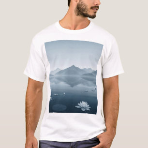 Camiseta Lagos de Montanha Tranquilos com Lírios de Água
