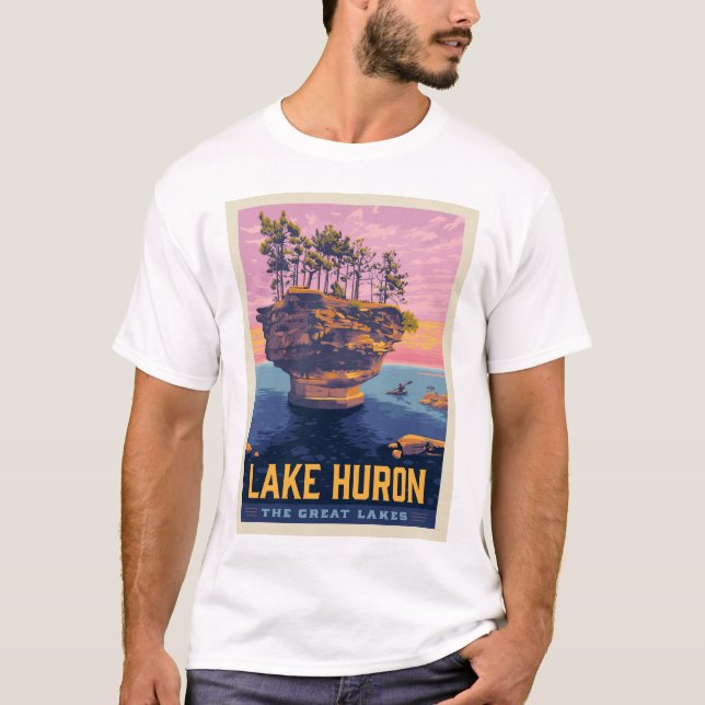 Camiseta Lagos excelente | Lago Huron (Frente)