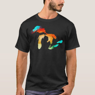 Camiseta Lagos Excelentes de Michigan em cores fractais
