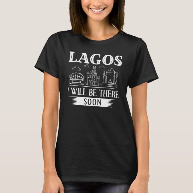 Camiseta Lagos Nigeria City Skyline Map Travel 1 (Frente)
