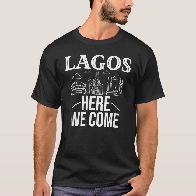 Camiseta Lagos Nigeria City Trip Skyline Map Travel (Frente)