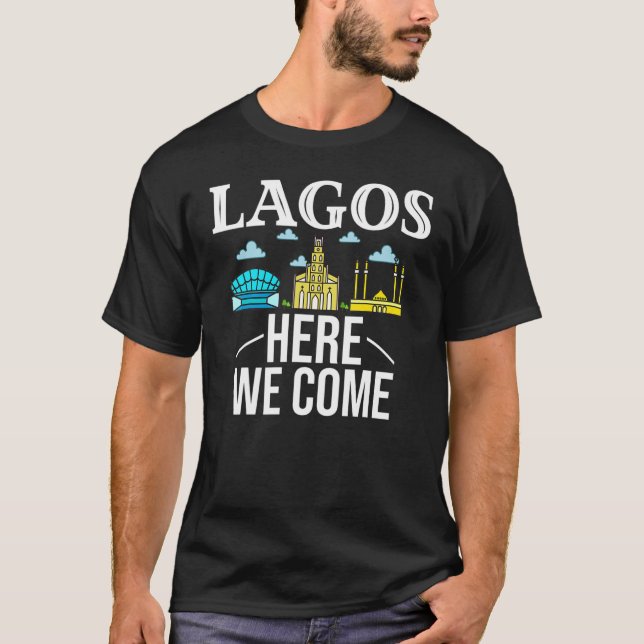Camiseta Lagos Nigéria Trip Skyline Map Viagem (Frente)