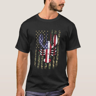 Camiseta Lagosta Camuflagem Bandeira Americana 4 De Julho P