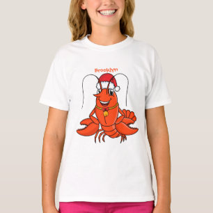 Camiseta Lagosta feliz e bonita vestindo o desenho animado