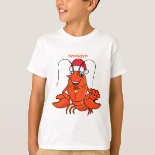 Camiseta Lagosta feliz e bonita vestindo o desenho animado 