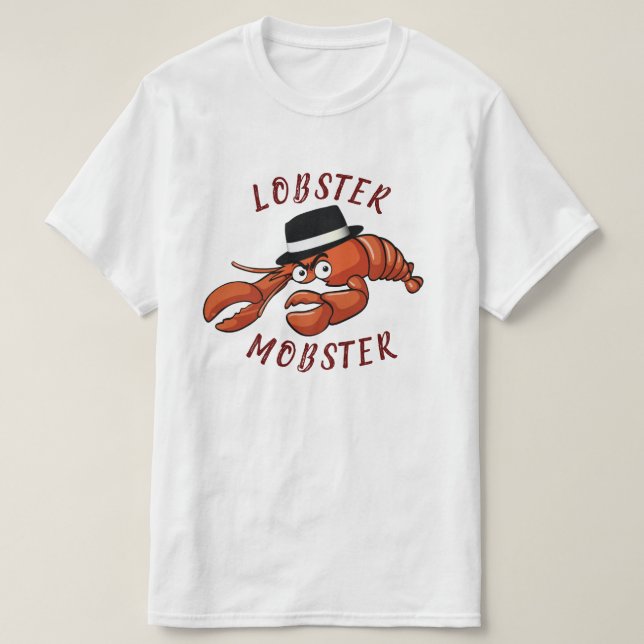 Camiseta Lagosta Magosta 🦞 Gangster De Cartoon De Olhos Am (Frente do Design)