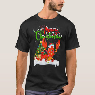 Camiseta Lagosta Peixe Decorações de Natal Lagosta Santa Ch