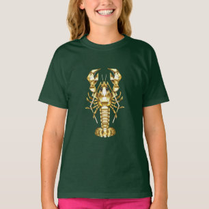 Camiseta Lagosta poligonal dourada em preto