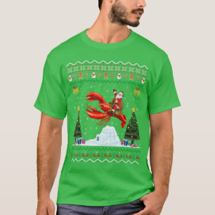 Camiseta Lagosta Presente Feio de Natal Papai Noel Montado