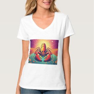 Camiseta Lagosta Psicodélica Arte Oceânica
