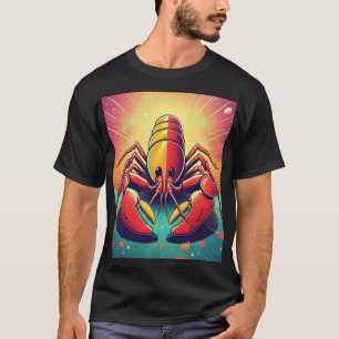 Camiseta Lagosta Psicodélica Arte Oceânica