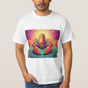 Camiseta Lagosta Psicodélica Arte Oceânica