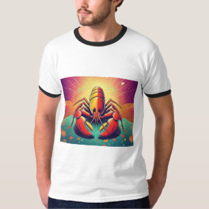 Camiseta Lagosta Psicodélica Arte Oceânica