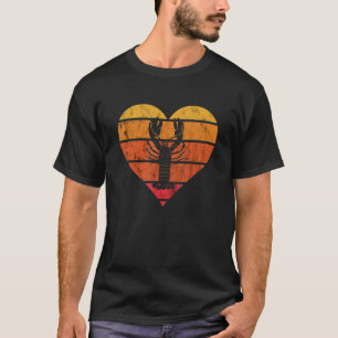 Camiseta Lagosta Retro Coração Vermelho Lagosta Marisco Cap