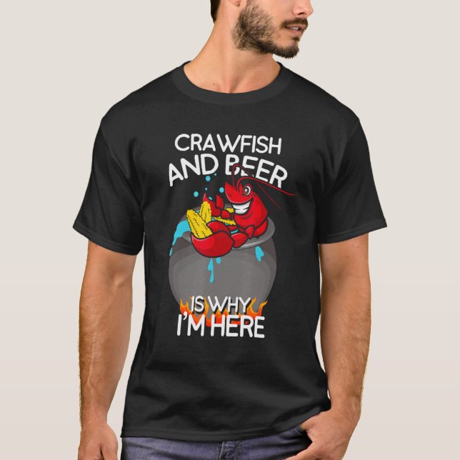 Camiseta Lagostim e Cerveja São Por Que Estou Aqui   Churra (Frente)