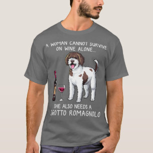 Camiseta Lagotto Romagnolo e vinho Cão Engraçado