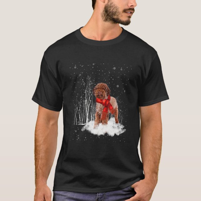 Camiseta Lagotto Romagnolo Snow - Belo Cão Natal T (Frente)