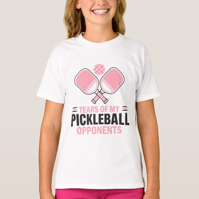 Camiseta Lágrimas de meus oponentes de Pickleball - Engraça (Frente)
