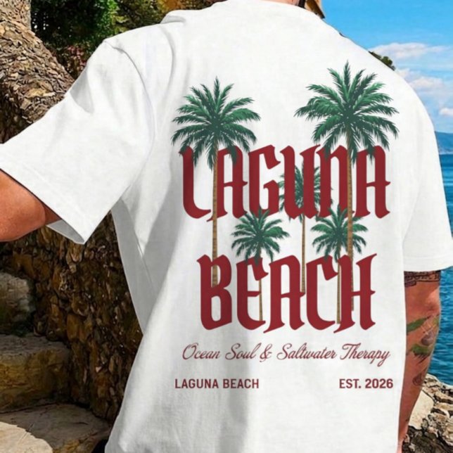 Camiseta Laguna Beach California Surf Palms Graphic T-Shirt (Ocean Soul & Saltwater Therapy)