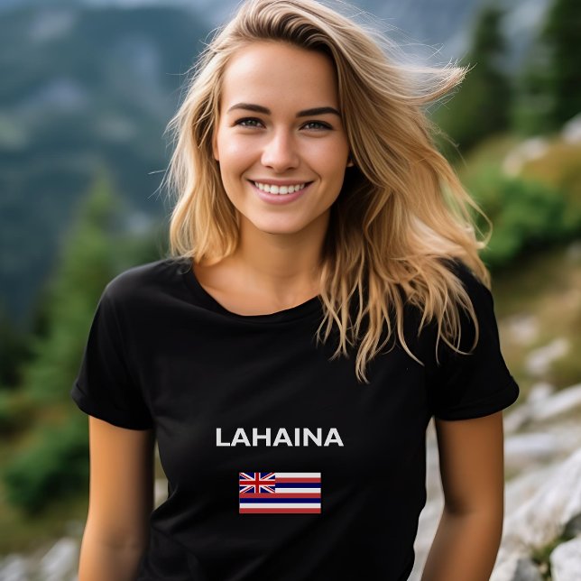 Camiseta Lahaina EUA - Cor Escura da Bandeira Havaiana (Criador carregado)