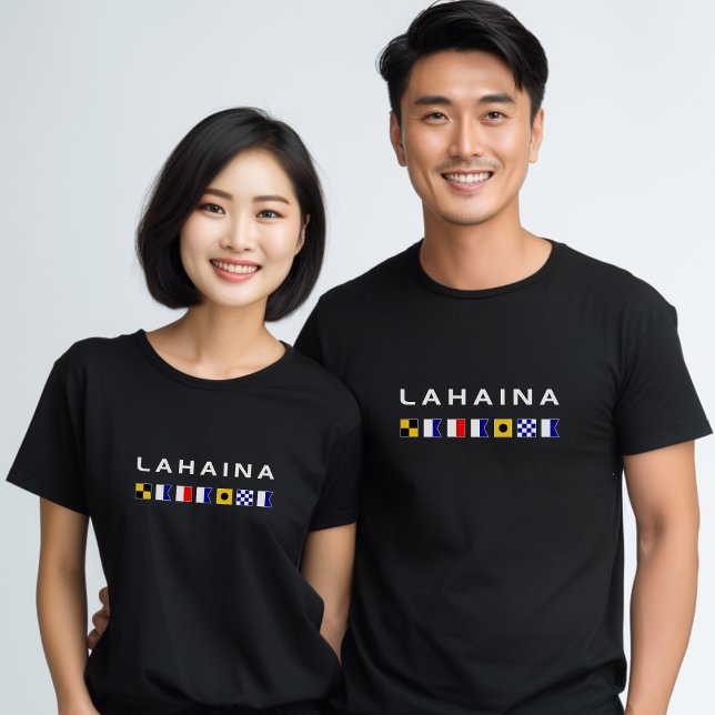 Camiseta Lahaina Maui Sinal Marítimo Náutico Sinais Escuros (Criador carregado)