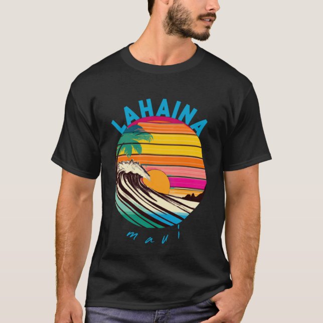 Camiseta Lahaina Retro 1980 Style Hawaii Beach (Frente)