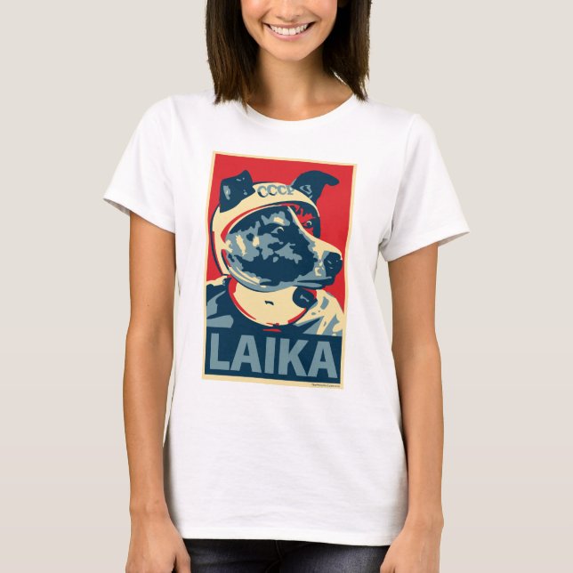 Camiseta Laika o cão do espaço - Laika: Parte superior das (Frente)