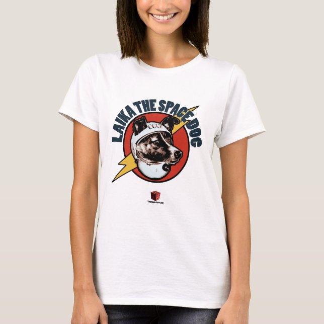 Camiseta Laika o cão do espaço: Parte superior das senhoras (Frente)