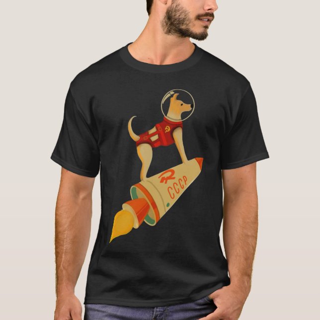 Camiseta Laika O Foguete Espacial Soviético do CCCP Rússia (Frente)