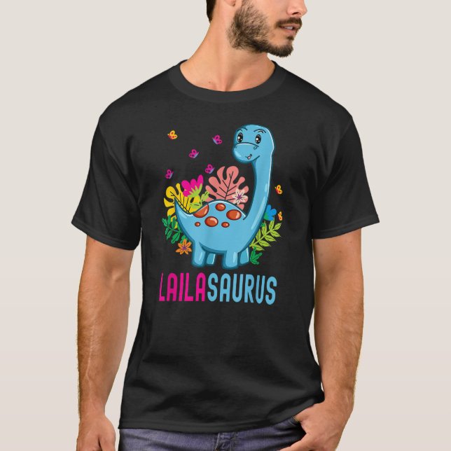 Camiseta LAILASAURUS Personalized Name LAILA Dino Dinosaur  (Frente)
