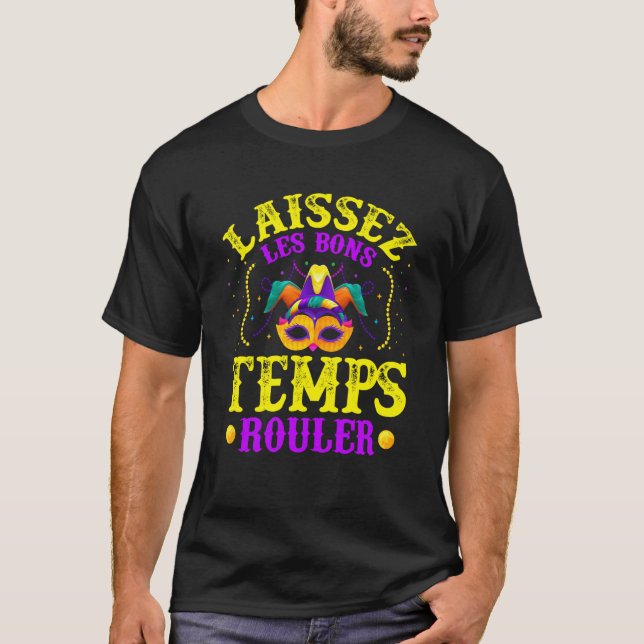 Camiseta Laissez Les Bons Temps Rouler Mardi Gras Mask Nola (Frente)