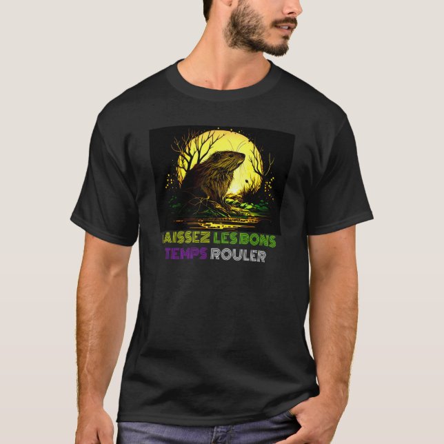 Camiseta Laissez Les Bons Temps Rouler Mardi Gras Nutria Ne (Frente)